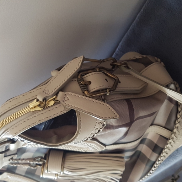 Burberry Smoked Check Coated Canvas Tassel Tote Bag - Picture 5 of 16